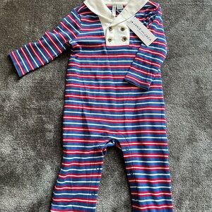 Janie and Jack Striped Navy and Red Kids One Piece